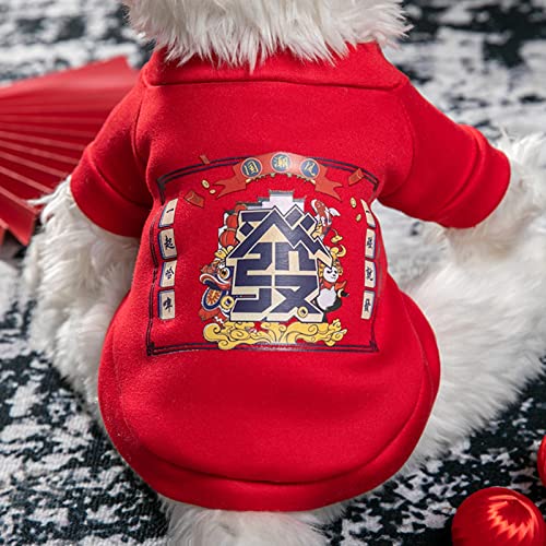 Hunde-Winter-Pullover für Katzen, warme Kleidung, Haustier-Pullover, chinesische Charaktere, Druck, Dressup, zweibeinig, verdicktes Haustier-Sweatshirt, Kostüm, Haustierzubehör in der kalten Jahreszeit - S 1 von Sytaun
