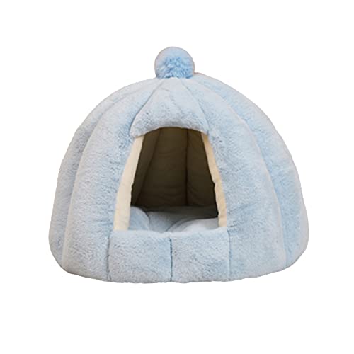 Selbstwärmendes Hundebett Katzenbett, runde Hundehütte, halbgeschlossene Katzenschlafmatte für kleine mittelgroße Hunde Haustiernest Indoor Schlafbett für Hunde und Katzen - Himmelblau S von Sytaun