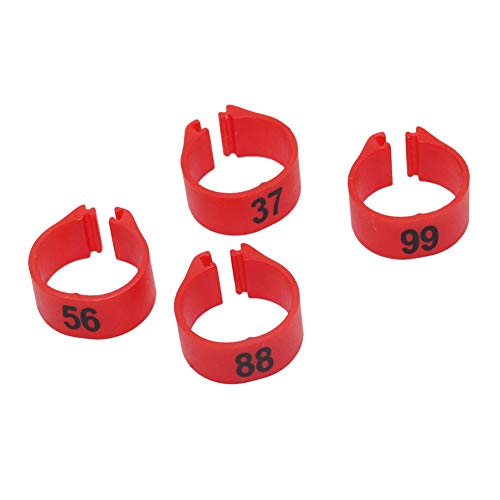 Sytaun 100 Stück Kunststoffringe für Vögel, Geflügel, Tauben, Papageien, Wachteln, Tauben, Beine, Füße, 12 mm, Rot, 100 Stück von Sytaun