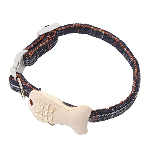 Sytaun Halsband, Baumwolle, Katzenfisch, Stickerei, verstellbare Schnalle, tiefblaues Gitter von Sytaun