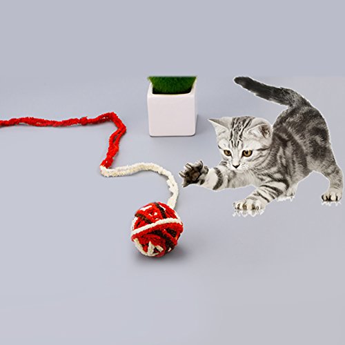 Sytaun Haustier Katzen Kätzchen Seil Wolle Ball Rascheln Biss Kauen Kratzer Lustiges Spielen Licht von Sytaun