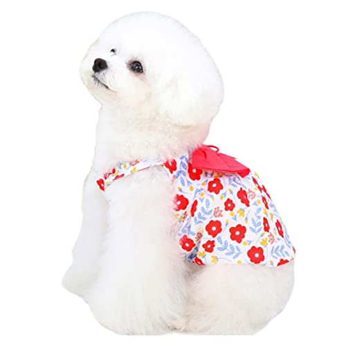 Sytaun Haustier-Kleidung -Winkel Unregelmäßiger Saum super weiche Leine Schnalle Flower Pet Kostüm für den Sommer Rot 2XL von Sytaun