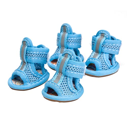 Sytaun Haustier Schuhe Verstellbare Bequeme Mesh Baumwolle Haustier Sandalen kompatibel mit Walking Blau 1# von Sytaun
