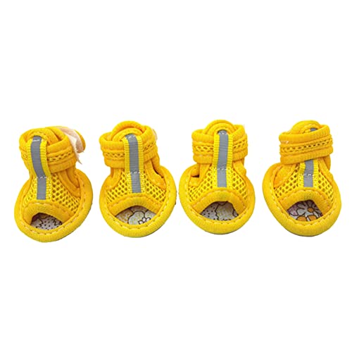 Sytaun Haustier Schuhe Verstellbare Bequeme Mesh Baumwolle Haustier Sandalen kompatibel mit Walking Gelb 2# von Sytaun