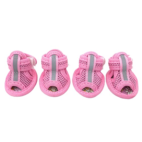 Sytaun Haustier Schuhe Verstellbare Bequeme Mesh Baumwolle Haustier Sandalen kompatibel mit Walking Rosa 1# von Sytaun