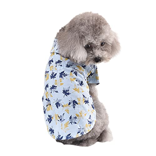 Sytaun Haustier-Shirt, atmungsaktiv, kurzärmelig, Ahornblatt, für Hunde, Welpen, Hawaii-T-Shirt für Party, Blau, Größe L von Sytaun
