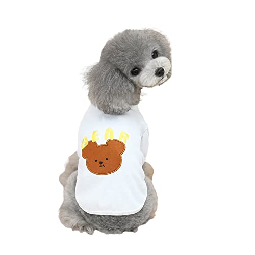 Sytaun Haustier Shirt Colors chnell atmungsaktive Baumwolle Mode Bär/Frucht Dekor kleines mittleres Hunde Hemd für Party Weiß L. von Sytaun