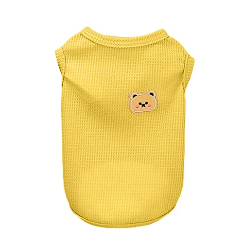 Sytaun Haustier T-Shirt Color Fast Bequeme Polyester Mode Bär Dekor kleines Hunde Hemd für Party Gelb S von Sytaun