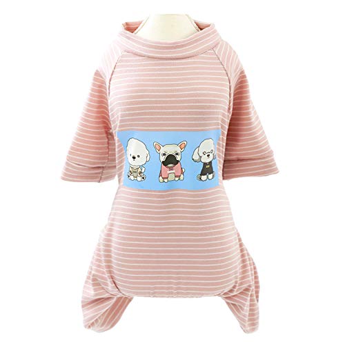 Sytaun Haustier-T-Shirt für Frühling und Sommer, gestreiftes Muster, vierbeinig, Welpen, Hauskleidung, Hund, Rosa, Größe L von Sytaun