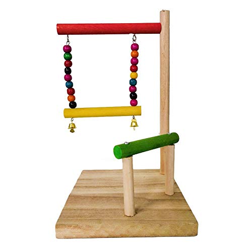 Sytaun Holz Papagei hängende Schaukel Glocke Spielzeug Vogel Barsch Stand Bar Perlen Haustier Käfig Zufällige Farbe von Sytaun
