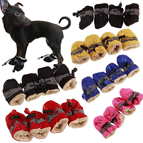 Sytaun Hundestiefel, wasserdichte Schuhe für Hunde, rutschfest, weich, wasserdicht, Regenschuhe, Socken, Stiefel, Schuhüberzug, rot, ohne Samt von Sytaun