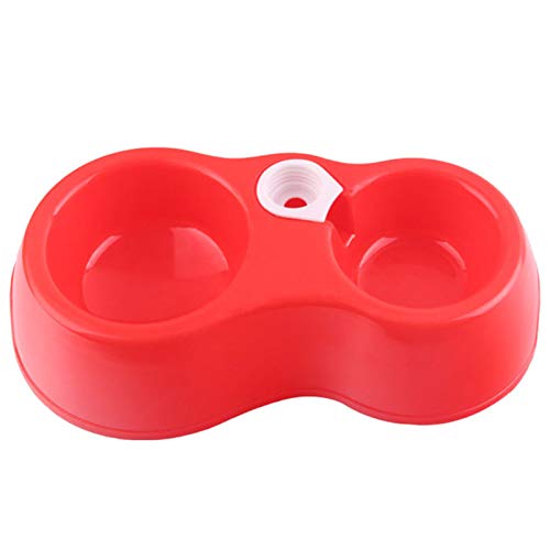 Sytaun Katzen-Hunde-Trinkbrunnen-Haustier-Doppelschüssel-Wasser mit doppeltem Verwendung Zweck Rot von Sytaun