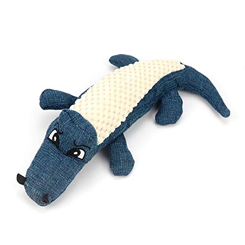 Sytaun Kauspielzeug für Hunde, niedliches Krokodil-geformtes Backenzähnchen, mit Quietschelement, Blau von Sytaun
