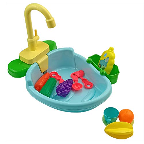 Sytaun Kinder Waschbecken Bad Dusche Vogel Bad Wasserhahn Küche Set Spielhaus Blau von Sytaun
