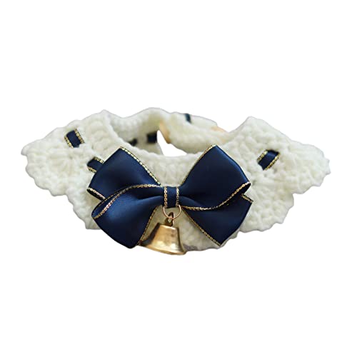 Sytaun Kitten Halsband atmungsaktiv Urlaub Ankleide Weiche Textur Mode Katze Hund Haustier Bogen Kragen mit Glocke für Party Navy blau S von Sytaun
