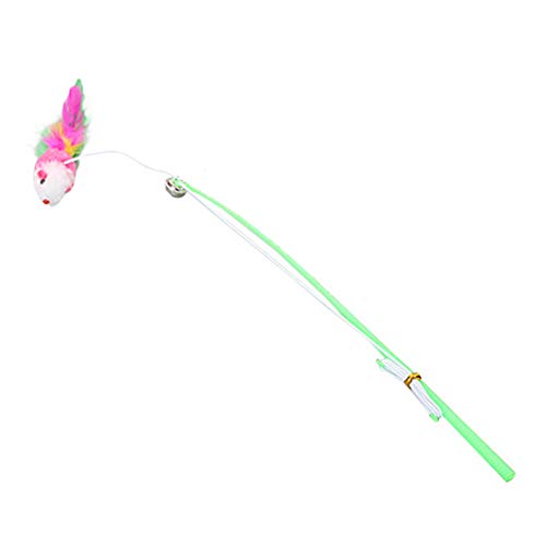 Sytaun Pet Cat Teaser Nette Mausform Feder Bell Stick Angelrute Interaktiv Zufällige Farbe 1pcs von Sytaun