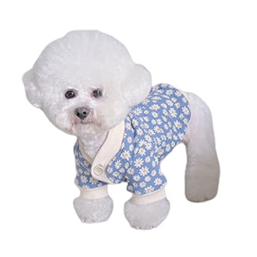 Sytaun Pet Mantel Blumenmuster Halten Sie Wärme weiche Textur Hübsche Hunde Doppelschicht Baumwolltops für Teddy Blau XL. von Sytaun