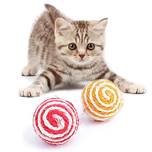 Sytaun Pet Rope Ball Kitten Teaser Chew Sisal Playing Toys,Cat Pet Sisal Rope Woven Ball Teaser Play Chewing Rattle Scratch Catch Toy von Sytaun