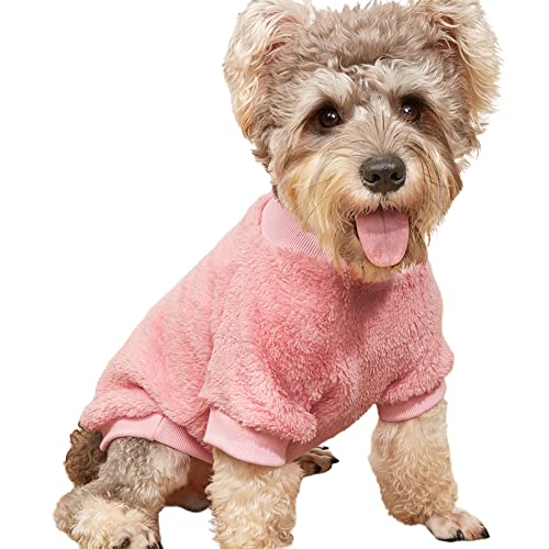 Sytaun Pet Sweater All-Match Allergiker Frei Wasch bar Welpe Solid 2-beinige Pullover Haustier Winterkleid kompatibel mit Herbst Rosa m von Sytaun
