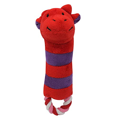Sytaun Plüschpuppe für Hunde und Katzen, aus Baumwolle, mit Quietschelement, Rot von Sytaun