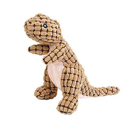Sytaun Reizender Dinosaurier-Plüsch quietschende Puppe Hund Welpe Sound Bite Kau Spielzeug Haustier Khaki von Sytaun