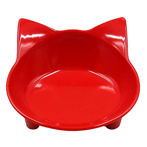 Sytaun Süße Katze Ohr Haustier Langsame Fütterung Schüssel für Hund Kätzchen-Slip Rot von Sytaun