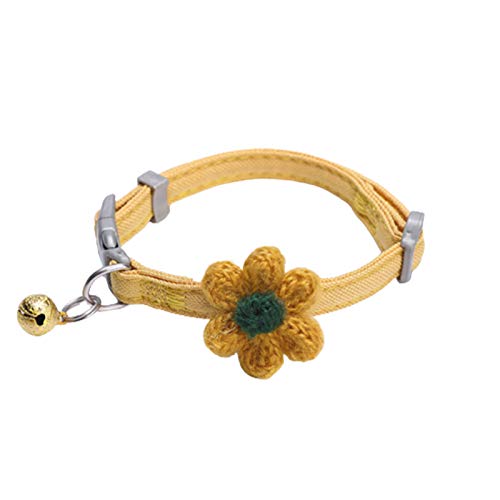 Sytaun Verstellbares Katzenhalsband, 6 Blütenblätter, mit Glocke, Gelb von Sytaun