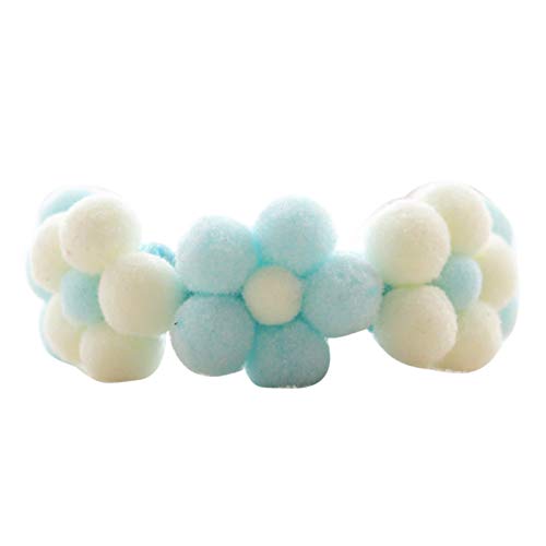 Sytaun Verstellbares handgewebtes Plüsch-Ball-Blumen-Haustierhalsband für Katzen und Hunde, Blau + Beige, Größe M von Sytaun