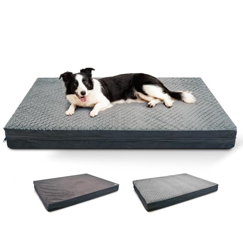 Sytopia Waschbares 111,8 cm großes Hundebett für große Hunde – doppelseitiger Plüsch, wasserdicht, abnehmbarer Bezug, dicke orthopädische Unterstützung, langlebig, mehrere Größen, Komfort für den von Sytopia