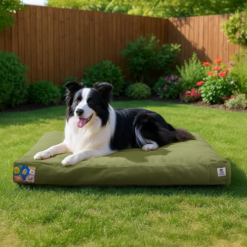 Sytopia 91,4 cm großes Hundebett aus Segeltuch für große Hunde, strapazierfähig, wasserdicht, kaufest und waschbar, abnehmbarer Bezug, ideal für Käfige, Terrasse, Indoor- und Outdoor-Abenteuer (Grün) von Sytopia