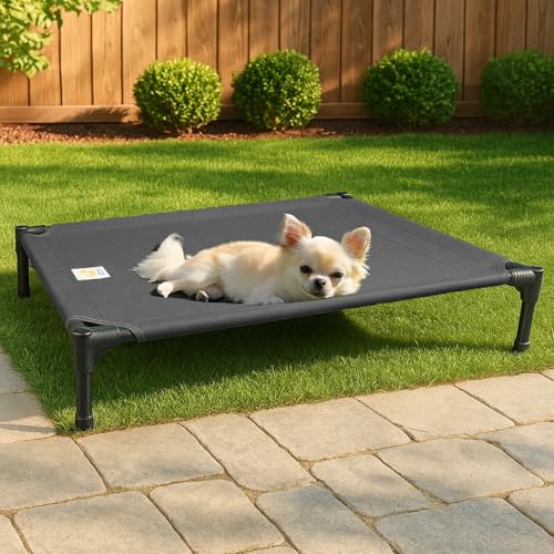 Sytopia Erhöhtes Hundebett für Hunde, Größe M, Dunkelgrau von Sytopia