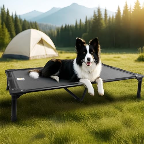 Sytopia Erhöhtes Hundebett für große Hunde, 107,7 cm, kaufestes Haustierbett mit kühlendem Netz, stabiler Aluminiumrahmen, rutschfeste Füße, wasserdichtes Design, ideal für drinnen und draußen von Sytopia