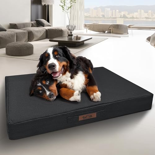 Sytopia Hundebett, 127 cm, kaufest, XXL, für den Außenbereich, wasserdicht, für extra große Hunde, Hundebox-Pad, unterstützt bis zu 59 kg, Dunkelgrau von Sytopia