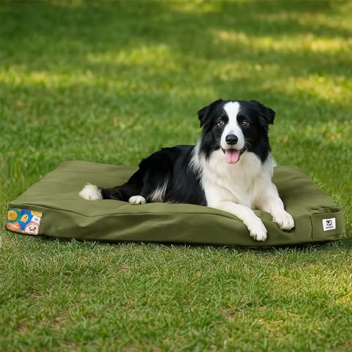 Sytopia Hundebett aus Segeltuch, 91,4 cm, kaufest, wasserdicht und waschbar, mit abnehmbarem Bezug, ideal für mittelgroße und große Hunde, ideal für drinnen, draußen, Käfig oder Terrasse, Grün von Sytopia
