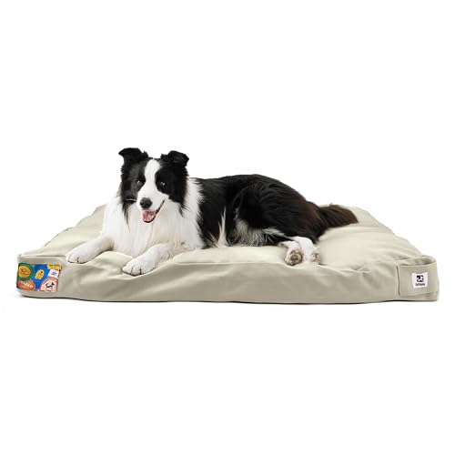 Sytopia Hundebett aus Segeltuch, 91,4 cm, wasserdicht, waschbar, abnehmbarer Bezug, Terrassen-Haustier-Pad, Beige von Sytopia