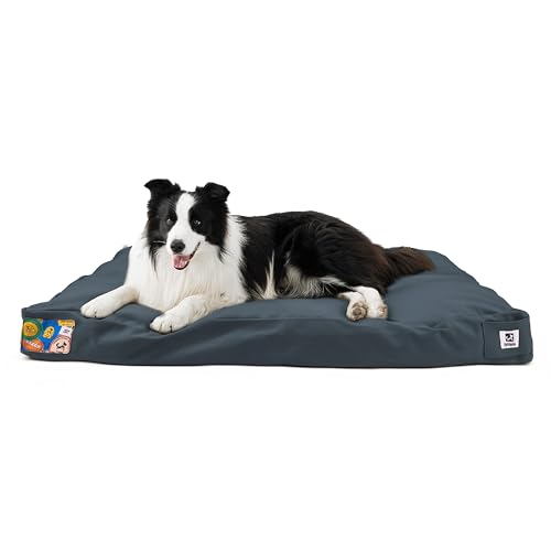 Sytopia Hundebett aus Segeltuch, 91,4 cm, wasserdicht, waschbar, abnehmbarer Bezug, Terrassen-Haustierunterlage, Blaugrau von Sytopia