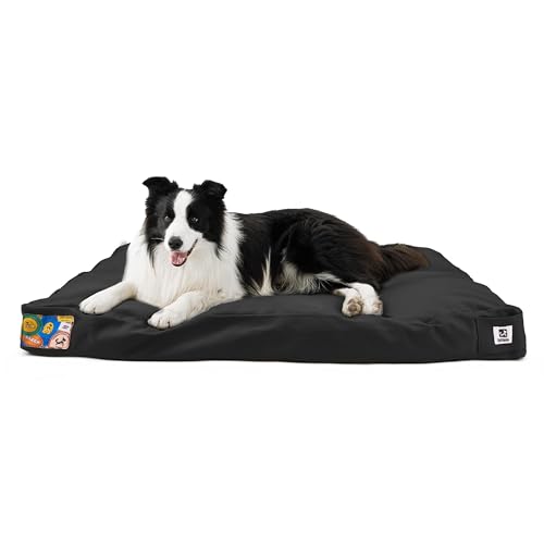 Sytopia Hundebett aus Segeltuch, 91,4 cm, wasserdicht, waschbar, abnehmbarer Bezug, Terrassen-Haustierunterlage, Schwarz von Sytopia
