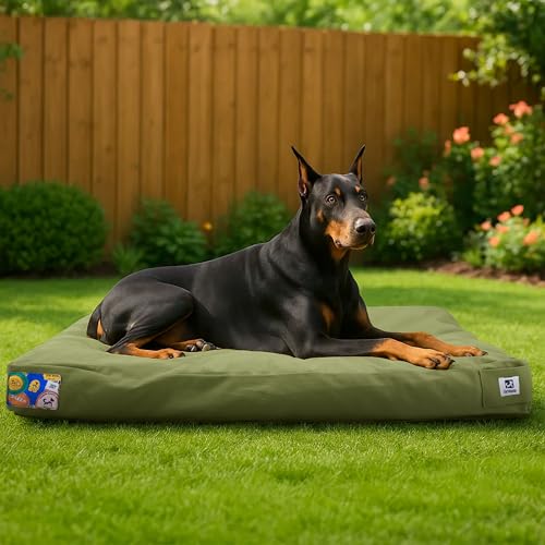 Sytopia Hundebett aus Segeltuch für extra große Hunde, strapazierfähig, wasserdicht, kaufest und waschbar, abnehmbarer Bezug, ideal für Käfige, Terrasse, Indoor- und Outdoor-Abenteuer, 106 cm, Grün von Sytopia