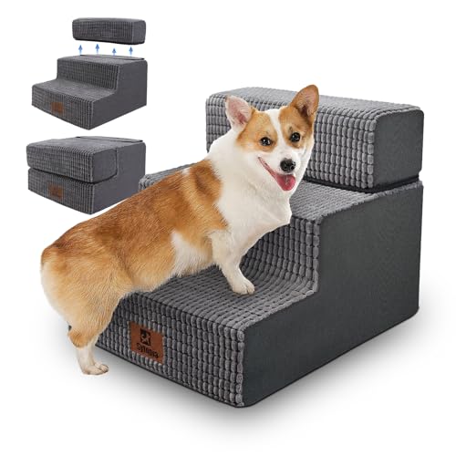 Sytopia hundetreppe 40 cm hoch 3 Stufen, Hundetreppe für Bett Sofa für Kleine Hunde, Haustiertreppe waschbar, Schaumstoff Treppe, für verletzte ältere Hunde (34cm Höhe, Grau) Sytopia hundetreppe 40 cm hoch 3 Stufen, Hundetreppe für Bett Sofa für Kleine Hunde, Haustiertreppe waschbar, Schaumstoff Treppe, für verletzte ältere Hunde (34cm Höhe, Grau) von Sytopia