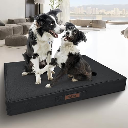 Sytopia Kaufestes Hundebett, 91,4 cm, groß, wasserdicht, orthopädisches Haustierbett für den Außenbereich, unterstützt bis zu 27,2 kg, maschinenwaschbar, ideal für Kisten, Dunkelgrau von Sytopia