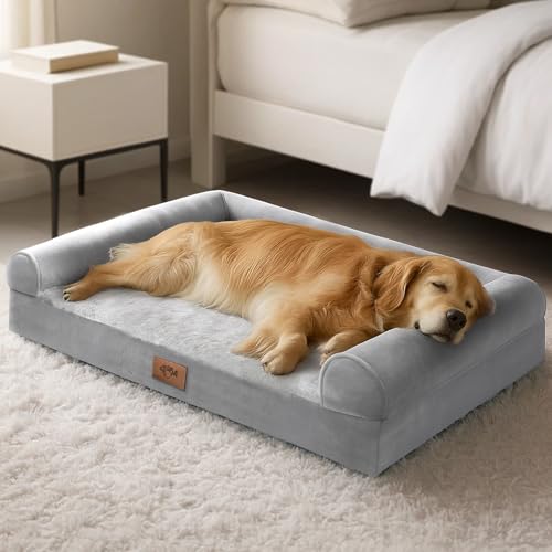Sytopia Orthopädisches Hundebett für große Hunde, 106,7 cm, extra großes Haustierbett, waschbar, wasserdicht, abnehmbarer Bezug, rutschfeste Unterseite, strapazierfähige Matratze, Sofa, Couch für von Sytopia