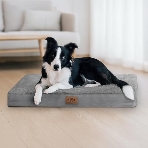 Sytopia Orthopädisches Hundebett für große Hunde, 106,7 cm, extra großes Haustierbett, waschbar, wasserdicht, abnehmbarer Bezug, rutschfeste Unterseite, strapazierfähige Matratze für drinnen und von Sytopia