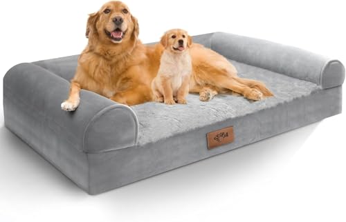 Sytopia Orthopädisches Hundebett für große Hunde, waschbar, kaufest, 106,7 cm, extra großes Hundebett mit abnehmbarem Bezug und Rutschfester Unterseite, Deluxe-wasserdichtes Hundekäfigbett, von Sytopia