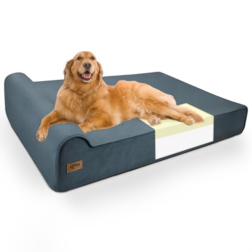 Sytopia XXL Hundebett aus Memory-Schaum, 17,8 cm dick, extra groß, orthopädische Couch für ältere Hunde über 45,4 kg, wasserabweisender und waschbarer Bezug, Innenfutter, Blaugrau Sytopia XXL Hundebett aus Memory-Schaum, 17,8 cm dick, extra groß, orthopädische Couch für ältere Hunde über 45,4 kg, wasserabweisender und waschbarer Bezug, Innenfutter, Blaugrau von Sytopia