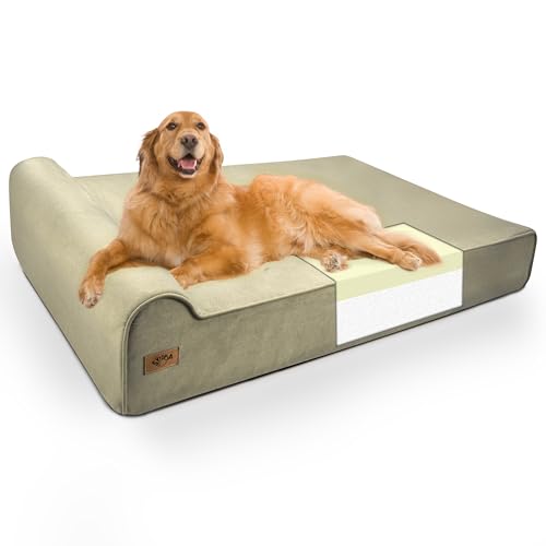 Sytopia XXL Hundebett aus Memory-Schaum, 17,8 cm dick, extra groß, orthopädische Couch für ältere Hunde über 45 kg, wasserabweisender und waschbarer Bezug, Innenfutter, Beige Sytopia XXL Hundebett aus Memory-Schaum, 17,8 cm dick, extra groß, orthopädische Couch für ältere Hunde über 45 kg, wasserabweisender und waschbarer Bezug, Innenfutter, Beige von Sytopia