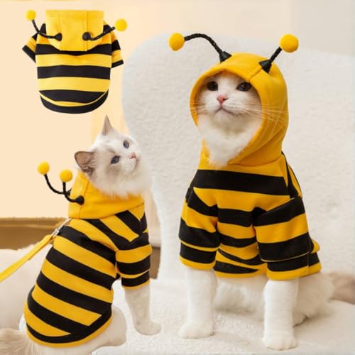 Syzplnwy Bienenkostüm mit Kapuze für Katzen und kleine Hunde, süßes Halloween-Haustier-Outfit, Anzug für Erwachsene, Kätzchen, Kleidung, Größe XL Syzplnwy Bienenkostüm mit Kapuze für Katzen und kleine Hunde, süßes Halloween-Haustier-Outfit, Anzug für Erwachsene, Kätzchen, Kleidung, Größe XL von Syzplnwy