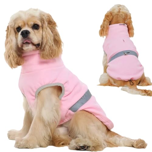 5-in-1-Hunde-Fleeceweste, Pullover für große Hunde, warmer Pullover mit 3 verstellbaren Schnallen, leichter Haustierpullover mit reflektierenden Streifen, Pullover für Labrador, Dobermann, männlich von T'CHAQUE