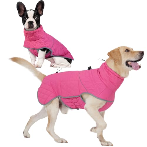 Hunde-Wintermantel, wasserdicht, winddicht, für kleine, mittelgroße und große Hunde, kaltes Wetter, Mäntel mit Geschirr, eingebauter reflektierender Rollkragen, Fleece-Jacke, verstellbarer Hunde-Wintermantel, wasserdicht, winddicht, für kleine, mittelgroße und große Hunde, kaltes Wetter, Mäntel mit Geschirr, eingebauter reflektierender Rollkragen, Fleece-Jacke, verstellbarer von T'CHAQUE