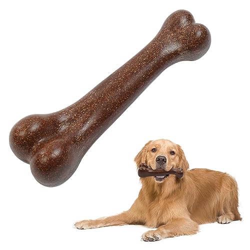 T'CHAQUE Durable Dog Chew Toy Pet Dog Teeth Cleaning Toy for Small Medium and Large Dog Bones for Aggressive Chewers Non-Toxic Simulated Bones Dog Toy Indestructible Interactive Dog Bones, Brown, L von T'CHAQUE