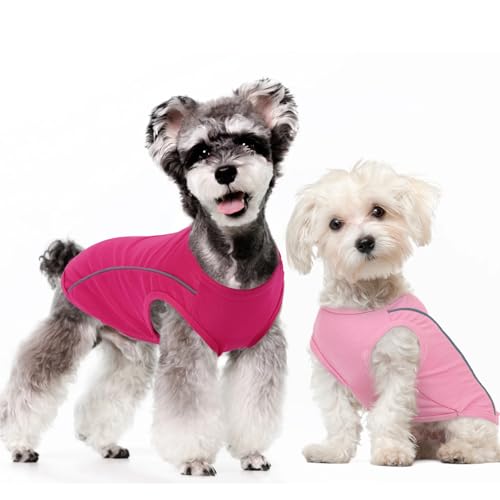 T'CHAQUE Hunde-Shirts für große Hunde, 2er-Pack, Größe L, ärmellose Westen mit reflektierenden Streifen, Pullover, T-Shirts, leichtes Welpen-Tanktop für Bichon Shihtzu Schnauzer, Rosa-L T'CHAQUE Hunde-Shirts für große Hunde, 2er-Pack, Größe L, ärmellose Westen mit reflektierenden Streifen, Pullover, T-Shirts, leichtes Welpen-Tanktop für Bichon Shihtzu Schnauzer, Rosa-L von T'CHAQUE